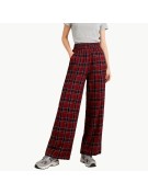 Retro Plaid Fleece Lined Wide Leg Pants