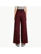 Retro Plaid Fleece Lined Wide Leg Pants