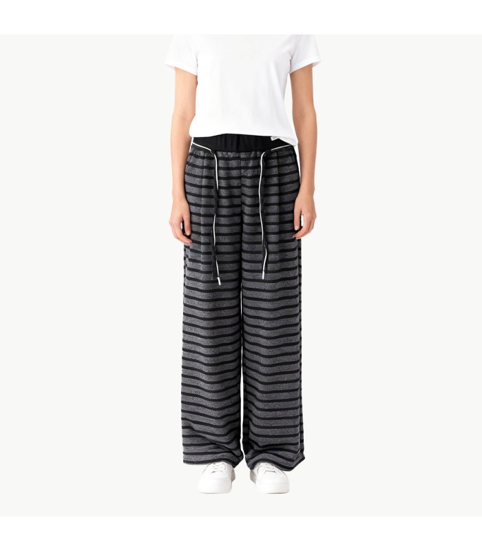 Casual Striped Fleece Lined Wide Leg Pants