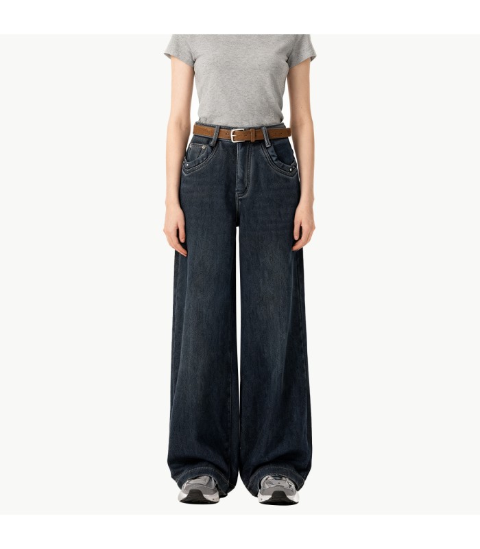 Winter Fleece Lined Wide Leg Jeans