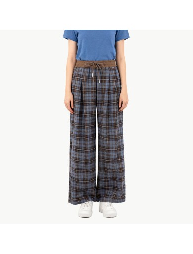 Plaid Fleece Lined Wide Leg Pants