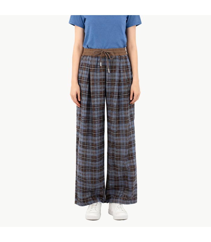 Plaid Fleece Lined Wide Leg Pants