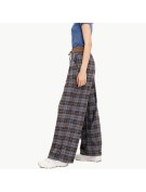 Plaid Fleece Lined Wide Leg Pants