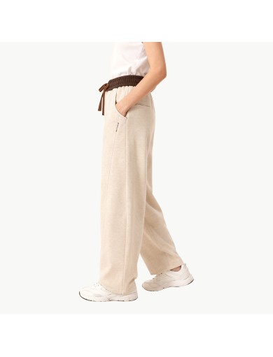Color Blocked Fleece Lined Wide Leg Casual Pants