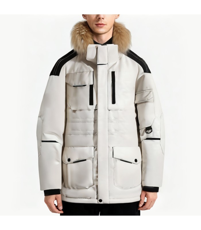 Down Jacket with Fluffy Fur Collar