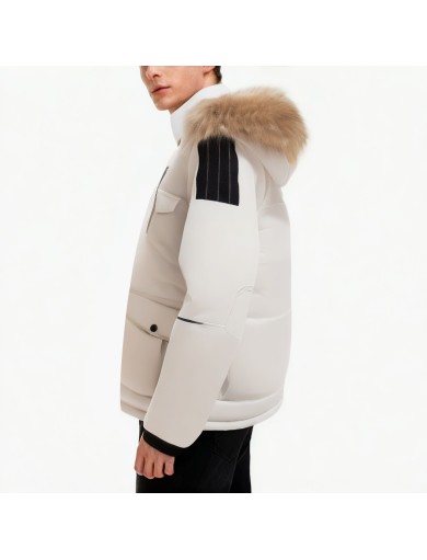 Down Jacket with Fluffy Fur Collar