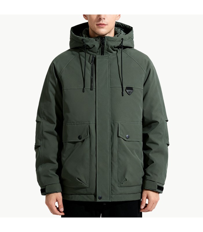 Men's Solid Color Hooded Down Jacket
