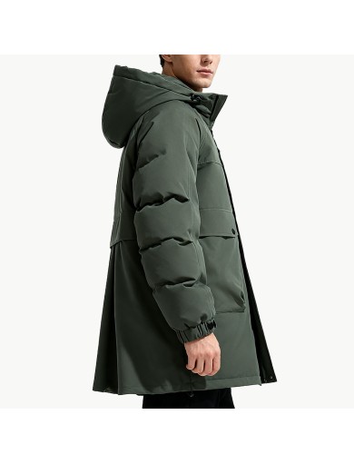 Men's Solid Color Hooded Down Jacket