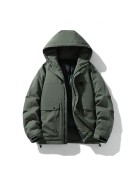Men's Solid Color Hooded Down Jacket