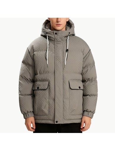 Men's Hooded Zippered Down Jacket