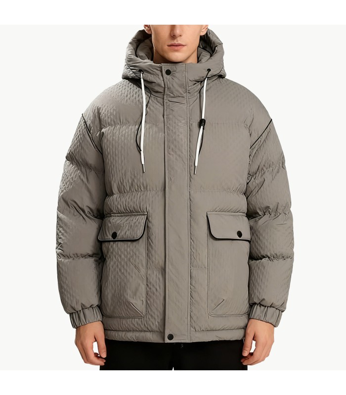 Men's Hooded Zippered Down Jacket