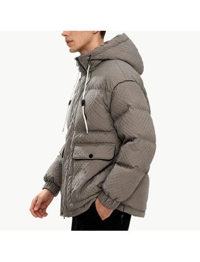 Men's Hooded Zippered Down Jacket