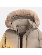 Hooded Down Jacket with Fur Collar