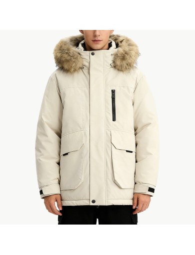 Winter Down Jacket with Large Fur Collar
