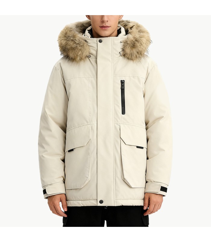 Winter Down Jacket with Large Fur Collar