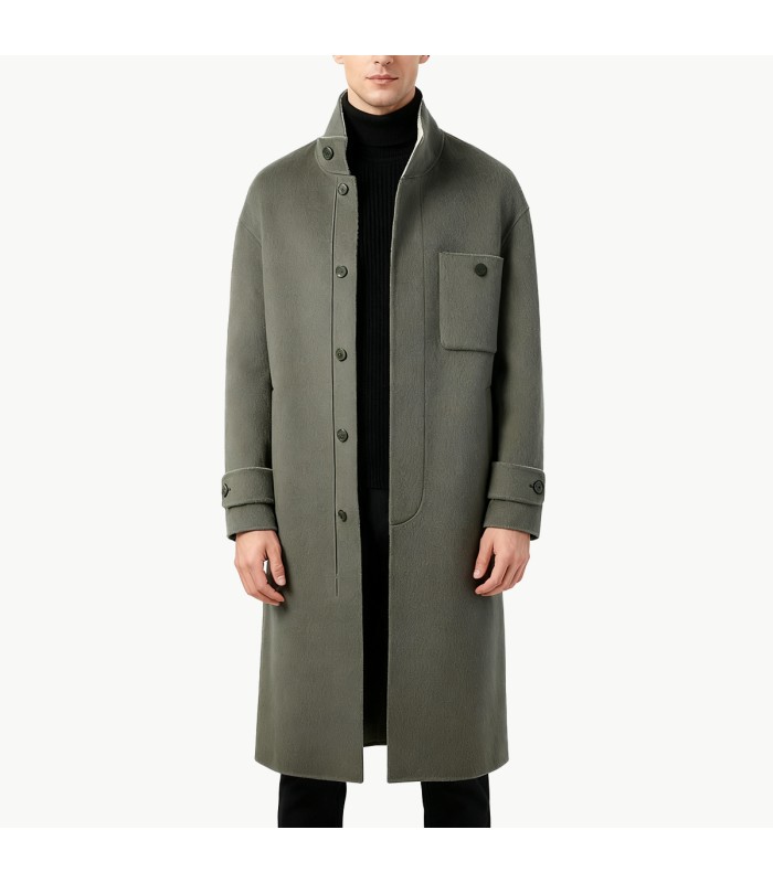 Stand Up Collar Double Faced Wool Coat