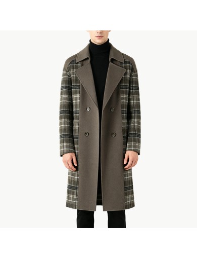 Double Breasted Plaid Men's Overcoat