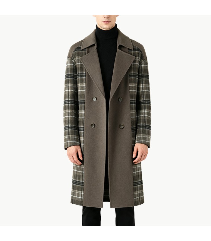 Double Breasted Plaid Men's Overcoat