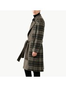 Double Breasted Plaid Men's Overcoat