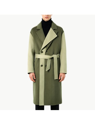 Men's Color Blocked Pure Wool Coat