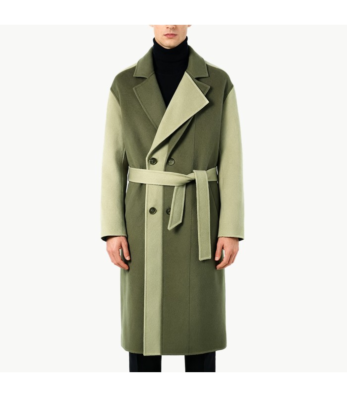 Men's Color Blocked Pure Wool Coat