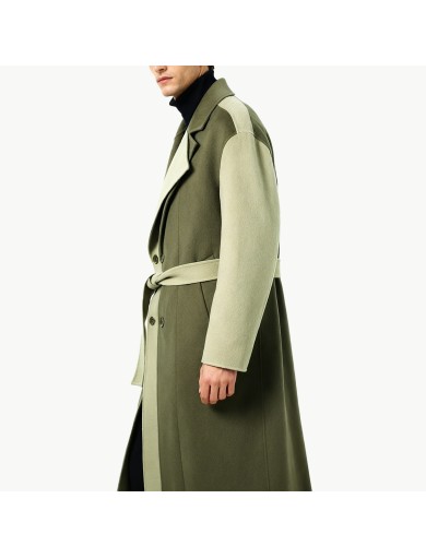 Men's Color Blocked Pure Wool Coat