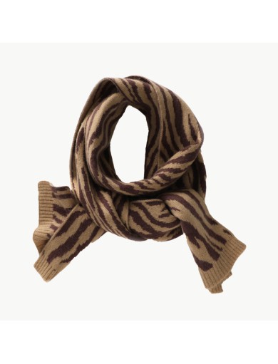 Zebra Print Knitted Cashmere Scarf