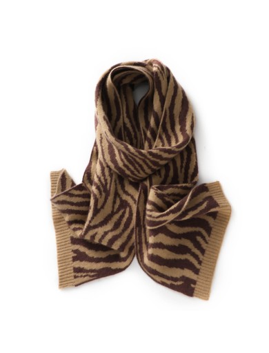 Zebra Print Knitted Cashmere Scarf