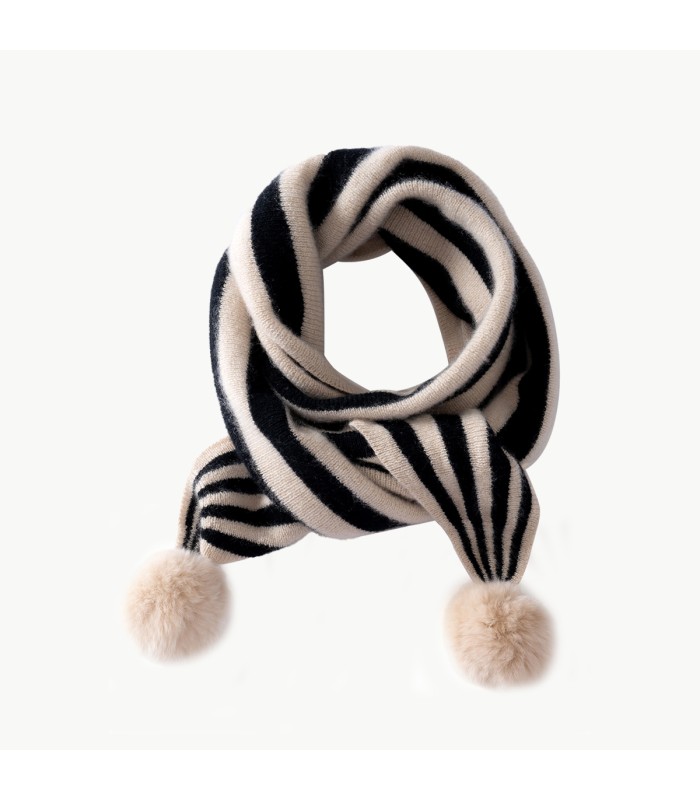 100% Pure Cashmere Color Blocked Striped Scarf