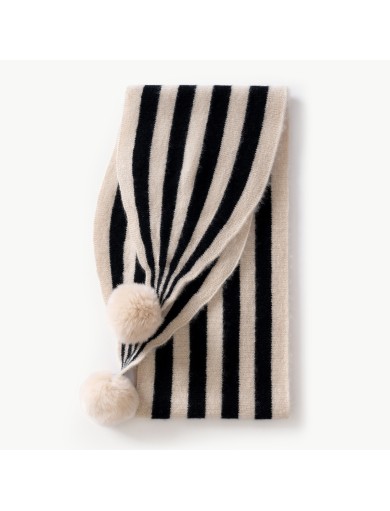 100% Pure Cashmere Color Blocked Striped Scarf