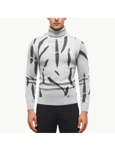 Men's Color Blocked Turtleneck Sweater