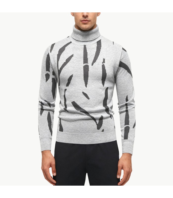 Men's Color Blocked Turtleneck Sweater