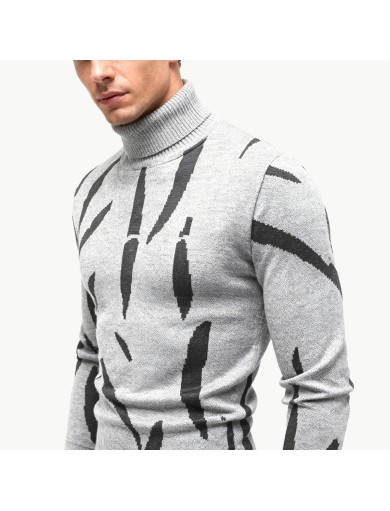 Men's Color Blocked Turtleneck Sweater