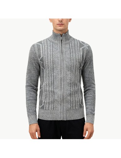 Zippered Stand Collar Casual Sweater