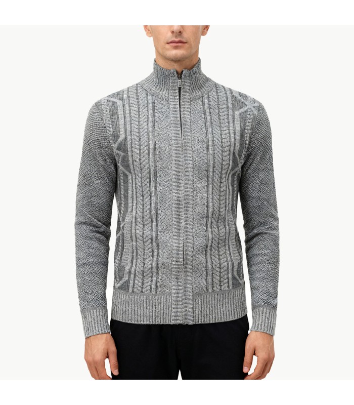 Zippered Stand Collar Casual Sweater