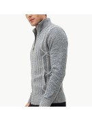 Zippered Stand Collar Casual Sweater