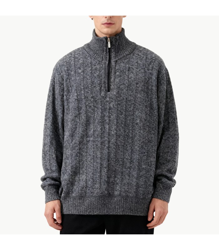 Dark Grey Half Zipper Sweater