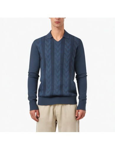 Jacquard Knit V Neck Sweater