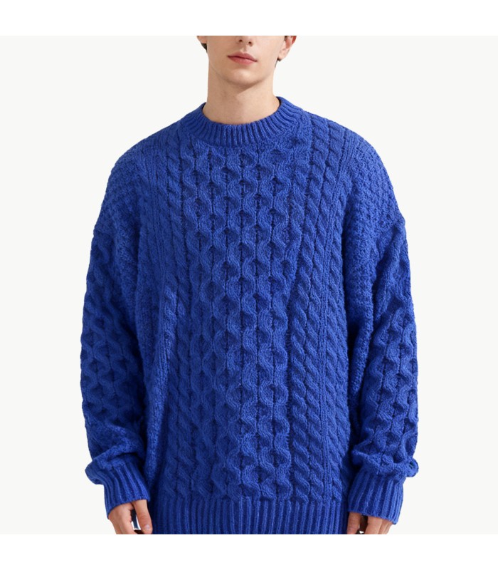 Casual Solid Color Cable Knit Men's Sweater