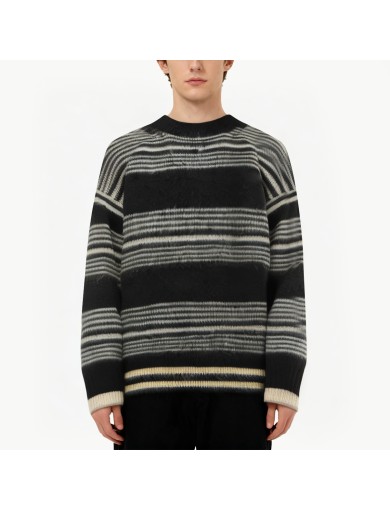 Color Blocked Striped Cotton Blend Sweater