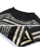 Color Blocked Striped Cotton Blend Sweater