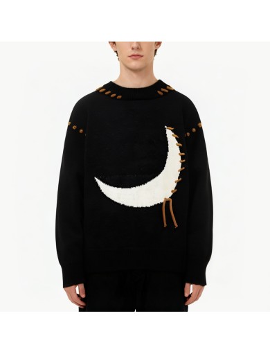 Moon Pattern Jacquard Men's Sweater