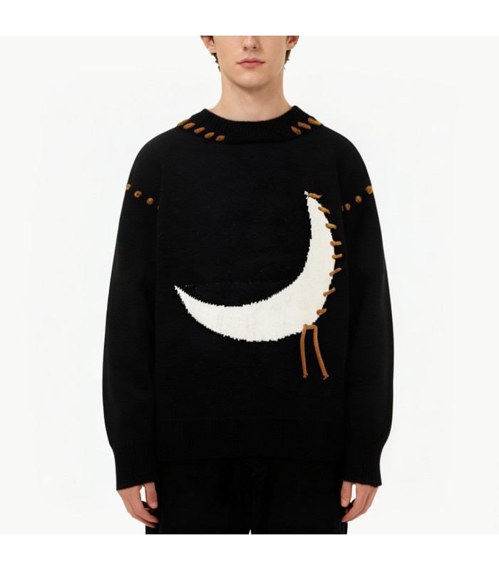 Moon Pattern Jacquard Men's Sweater