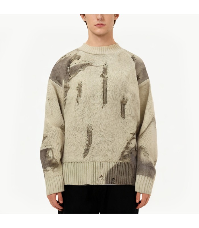 Distressed Knit Men's Sweater