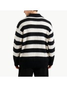 Color Blocked Striped Men's Collared Sweater