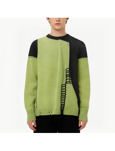 Irregularly Patchwork Cotton Blend Sweater