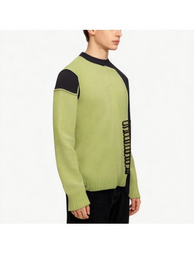 Irregularly Patchwork Cotton Blend Sweater