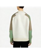 Loose fitting Color blocked Cotton Blend Sweater