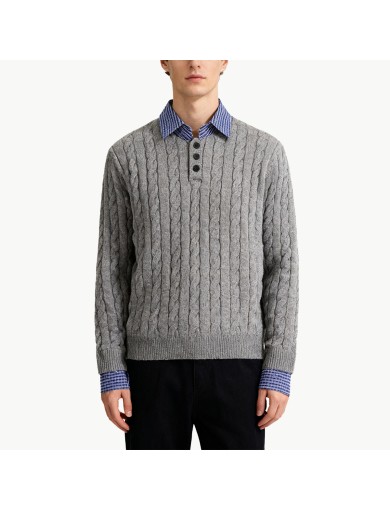Men's Faux Two Piece Collared Sweater