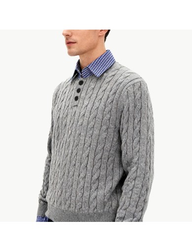 Men's Faux Two Piece Collared Sweater